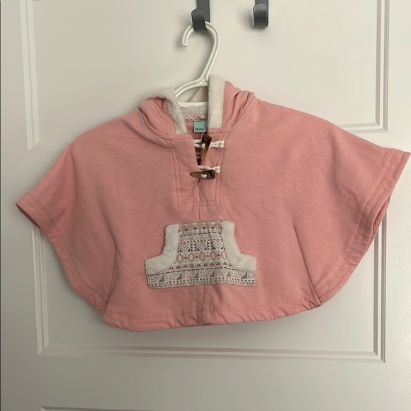 Pink Hooded Poncho with Embroidered Detail - Picture 1 of 2